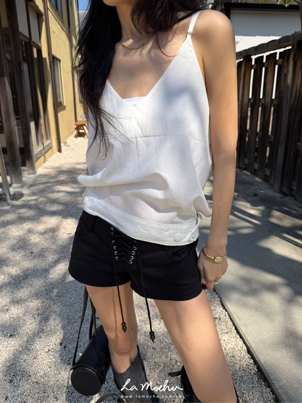 綁帶串珠低腰短褲